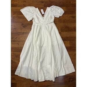 Rhode Resort Women's Margot Cotton Flutter Sleeve Maxi Dress White Size 14 $485